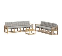 vidaXL Set di divani da esterno 9 pcs Bianco e Grigio Chiaro, Divano moderno per esterni, set sezionale per un giardino comodo, arredo patio resistente, posti eleganti per la terrazza