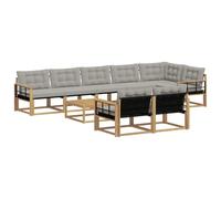 vidaXL Set di divani da esterno 9 pcs Bianco e Grigio Chiaro, Divano Sezionale da Giardino, Moderno Lounge Esterno, Set Resistente per Patio, Arredamento Comodo e Stile