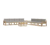 vidaXL Set di divani da esterno 9 pcs Bianco e Grigio Chiaro, Set di divani da esterno, zona lounge modulare, mobili da giardino resistenti, sezione durevole per piscina