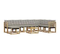 vidaXL Set di divani da esterno 9 pcs Bianco e Grigio Chiaro, Set di divani da giardino moderni, lounge all'aperto, mobili impermeabili, divano perfetto per il patio