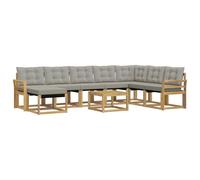 vidaXL Set di divani da esterno 9 pcs Bianco e Grigio Chiaro, Set di divani moderni per giardino, mobili lounge resistenti, zona piscina confortevole, esterno impeccabile