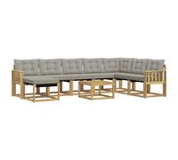 vidaXL Set di divani da esterno 9 pcs Bianco e Grigio Chiaro, Set di divani da giardino moderni, lounge all'aperto, mobili impermeabili, divano perfetto per il patio