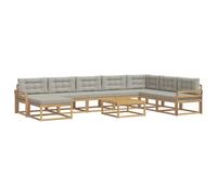 vidaXL Set di divani da esterno 9 pcs Bianco e Grigio Chiaro, Set Divano Esterno in Legno di Acacia, Lounge Moderna, Mobili da Giardino, Arredo Estivo, Comodi Posti a Sedere