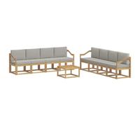 vidaXL Set di divani da esterno 9 pcs Bianco e Grigio Chiaro, Set divano moderno per esterni, arredo giardino elegante, legno di acacia, confortevole lounge resistente al tempo