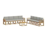 vidaXL Set di divani da esterno 9 pcs Bianco e Grigio Chiaro, Set divano moderno per esterni, arredo giardino elegante, legno di acacia, confortevole lounge resistente al tempo