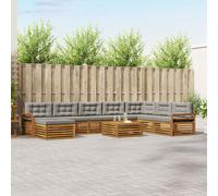 vidaXL Set di divani da esterno 9 pcs Grigio Naturale e Chiaro, Set Divano Esterno in Legno Acacia, Mobili Moderni per Giardino, Area Lounge Comfort al Bordo Piscina