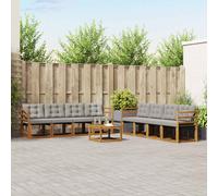 vidaXL Set di divani da esterno 9 pcs Grigio Naturale e Chiaro, Mobili da Giardino, Divano Sezionale Moderno, Set Lounge per Patio, Comfort e Stile per il Tuo Spazio Esterno