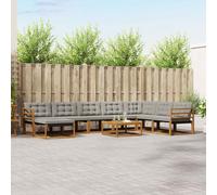 vidaXL Set di divani da esterno 9 pcs Grigio Naturale e Chiaro, Set divano moderno da esterno, comodo e resistente, arredo stiloso per il giardino e relax