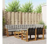 vidaXL Set di divani da esterno 9 pcs Grigio Naturale e Chiaro, Divano da giardino, set sezionale moderno, lounge resistente per terrazzo, arredo comodo per esterni