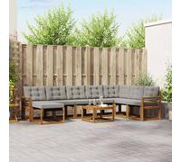 vidaXL Set di divani da esterno 9 pcs Grigio Naturale e Chiaro, Set di divani da giardino moderni, lounge all'aperto, mobili impermeabili, divano perfetto per il patio