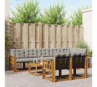 vidaXL Set di divani da esterno 9 pcs Grigio Naturale e Chiaro