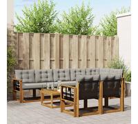 vidaXL Set di divani da esterno 9 pcs Grigio Naturale e Chiaro