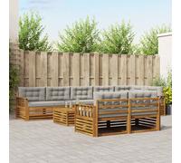 vidaXL Set di divani da esterno 9 pcs Grigio Naturale e Chiaro