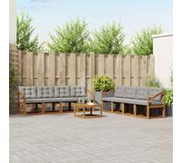 vidaXL Set di divani da esterno 9 pcs Grigio Naturale e Chiaro