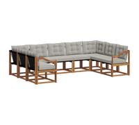 vidaXL Set di divani da esterno 9 pcs Grigio Naturale e Chiaro, Divano da giardino, moderno, resistente, comfort in terrazza, gruppo versatile, relax in giardino