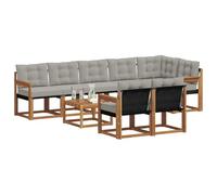 vidaXL Set di divani da esterno 9 pcs Grigio Naturale e Chiaro, Divano da giardino, set sezionale moderno, lounge resistente per terrazzo, arredo comodo per esterni