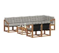vidaXL Set di divani da esterno 9 pcs Grigio Naturale e Chiaro, Divano da giardino, set sezionale moderno, lounge resistente per terrazzo, arredo comodo per esterni
