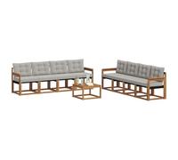 vidaXL Set di divani da esterno 9 pcs Grigio Naturale e Chiaro, Mobili da Giardino, Divano Sezionale Moderno, Set Lounge per Patio, Comfort e Stile per il Tuo Spazio Esterno
