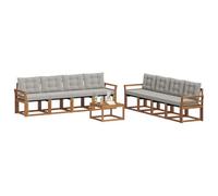 vidaXL Set di divani da esterno 9 pcs Grigio Naturale e Chiaro, Mobili da Giardino, Divano Sezionale Moderno, Set Lounge per Patio, Comfort e Stile per il Tuo Spazio Esterno