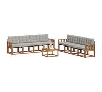 vidaXL Set di divani da esterno 9 pcs Grigio Naturale e Chiaro, Mobili da Giardino, Divano Sezionale Moderno, Set Lounge per Patio, Comfort e Stile per il Tuo Spazio Esterno