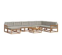 vidaXL Set di divani da esterno 9 pcs Grigio Naturale e Chiaro, Set da giardino in legno acacia moderno, divano elegante per piscina, lounge resistente per patio