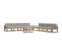 vidaXL Set di divani da esterno 9 pcs Grigio Naturale e Chiaro, Set di divani per esterni, seduta moderna resistente alle intemperie per giardino, lounge patio, solido arredamento in legno di acacia