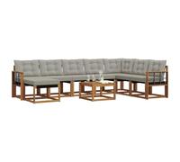 vidaXL Set di divani da esterno 9 pcs Grigio Naturale e Chiaro, Set di divani da giardino moderni, lounge all'aperto, mobili impermeabili, divano perfetto per il patio