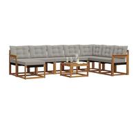 vidaXL Set di divani da esterno 9 pcs Grigio Naturale e Chiaro, Set di divani da giardino moderni, lounge all'aperto, mobili impermeabili, divano perfetto per il patio
