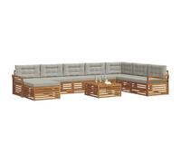 vidaXL Set di divani da esterno 9 pcs Grigio Naturale e Chiaro, Set Divano Esterno in Legno Acacia, Mobili Moderni per Giardino, Area Lounge Comfort al Bordo Piscina