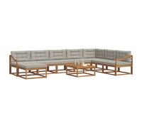 vidaXL Set di divani da esterno 9 pcs Grigio Naturale e Chiaro, Set da giardino in legno acacia moderno, divano elegante per piscina, lounge resistente per patio