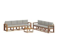 vidaXL Set di divani da esterno 9 pcs Grigio Naturale e Chiaro, Set divano moderno per esterni, arredo giardino elegante, legno di acacia, confortevole lounge resistente al tempo