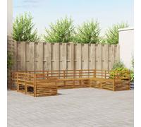 vidaXL Set divani 9 pcs Naturale Legno di Acacia Massello, Mobilio da Giardino, Divano Moderno, Set Sezionale Resistente, Relax in Patio, Comfort per Vivere