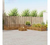 vidaXL Set di divani da esterno 9 pcs Naturale, Divano Lounge Moderno per Esterni, Mobili da Giardino Comodi, Set in Acacia per un Terreno Resistente