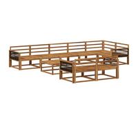 vidaXL Set di divani da esterno 9 pcs Naturale, Divano da Giardino, Set di Divani Lounge, Sezionale da Patio Durevole, Mobili Moderni per il Cortile