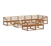 vidaXL Set di divani da esterno 9 pcs Naturale, Divano da Giardino, Set di Divani Lounge, Sezionale da Patio Durevole, Mobili Moderni per il Cortile