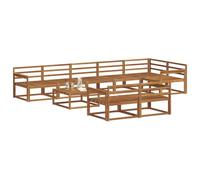 vidaXL Set di divani da esterno 9 pcs Naturale, Divano da Giardino, Set di Divani Lounge, Sezionale da Patio Durevole, Mobili Moderni per il Cortile