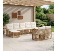 vidaXL Set di divani da esterno 9 pcs Naturale e Bianco Crema, Divano da giardino e terrazza, set modulare rustico, comodo, resistente agli agenti atmosferici per esterni