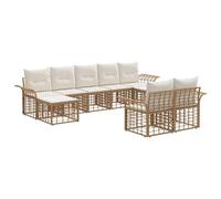 vidaXL Set di divani da esterno 9 pcs Naturale e Bianco Crema, Divano da giardino e terrazza, set modulare rustico, comodo, resistente agli agenti atmosferici per esterni