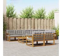 vidaXL Set di divani da esterno 9 pcs Naturale e Grigio Chiaro, Divano sezione per esterni, set da giardino resistente, lounge comoda, mobili per rilassarsi all'aperto