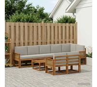 vidaXL Set di divani da esterno 9 pcs Naturale e Grigio Chiaro, Divano moderno da esterno, set sezionale resistente, comodo per il giardino, arredo in acacia