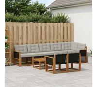 vidaXL Set di divani da esterno 9 pcs Naturale e Grigio Chiaro