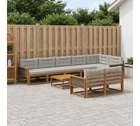 vidaXL Set di divani da esterno 9 pcs Naturale e Grigio chiaro