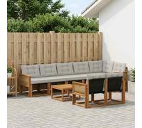vidaXL Set di divani da esterno 9 pcs Naturale e Grigio Chiaro