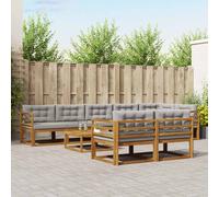 vidaXL Set di divani da esterno 9 pcs Naturale e Grigio Chiaro