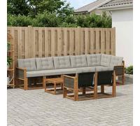 vidaXL Set di divani da esterno 9 pcs Naturale e Grigio Chiaro