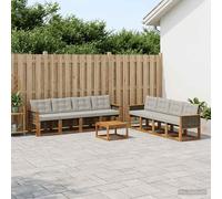 vidaXL Set di divani da esterno 9 pcs Naturale e Grigio Chiaro