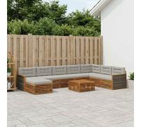 vidaXL Set di divani da esterno 9 pcs Naturale e Grigio Chiaro, Set Divano Esterno in Legno Acacia, Mobili Moderni per Giardino, Area Lounge Comfort al Bordo Piscina