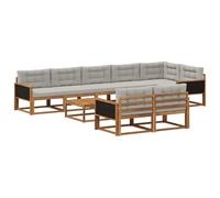 vidaXL Set di divani da esterno 9 pcs Naturale e Grigio chiaro, Divano da Giardino, Set di Divani Lounge, Sezionale da Patio Durevole, Mobili Moderni per il Cortile