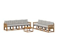vidaXL Set di divani da esterno 9 pcs Naturale e Grigio Chiaro, Mobili da Giardino, Divano Sezionale Moderno, Set Lounge per Patio, Comfort e Stile per il Tuo Spazio Esterno