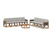 vidaXL Set di divani da esterno 9 pcs Naturale e Grigio Chiaro, Mobili da Giardino, Divano Sezionale Moderno, Set Lounge per Patio, Comfort e Stile per il Tuo Spazio Esterno